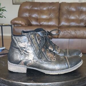 Remonte Women's Black and Brown Ankle Boots Zipper 8.5